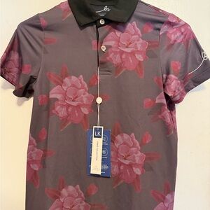 Floral Polo Shirt - Pink and Gray‎